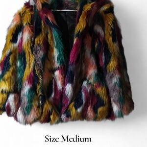 Colorful Faux Fur Women's Cape